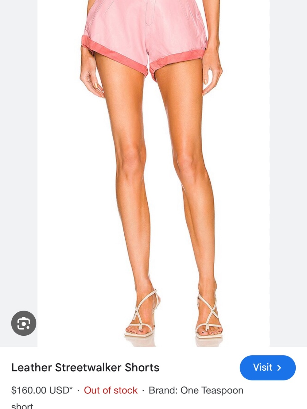 One Teaspoon Pink Leather Rolled-Cuff Shorts